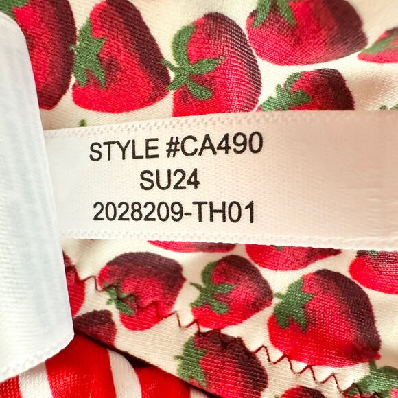 J.Crew 90s No Tie String Bikini Bottom Reversible Print Strawberry Red Large NWT - Picture 9 of 9